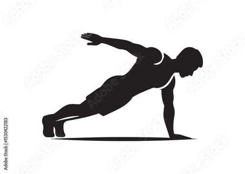 A man doing a push up Silhouette Vector