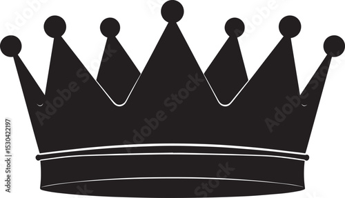 Royal Headwear Silhouette Vector | Black Crown for Regal Illustration
