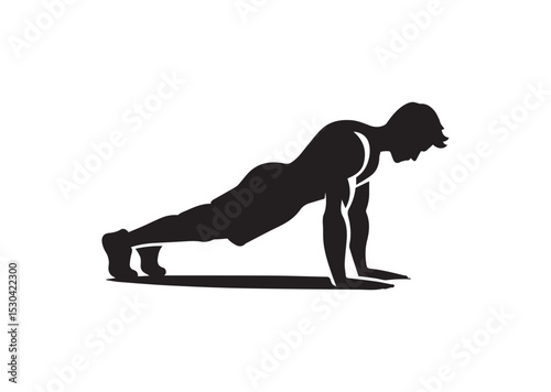 A man doing a push up Silhouette Vector