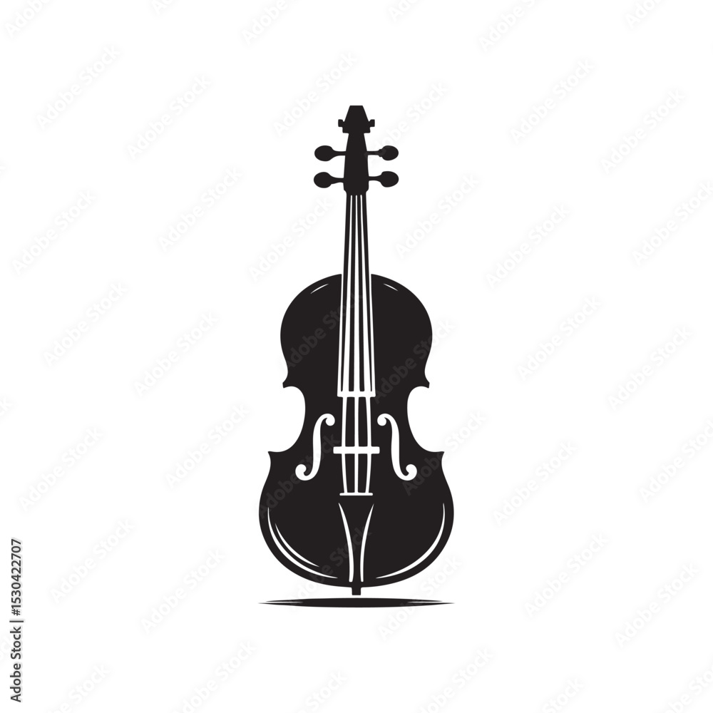 Fototapeta premium Solid Black Cello Silhouette - Cello Vector Image - Musical Instrument Icon.