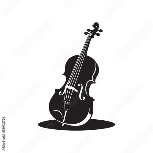 Minimalist Cello Silhouette - Cello Vector Art - String Instrument Illustration.