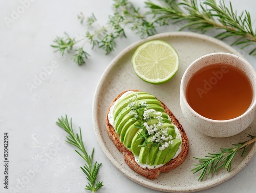 Avocado Toast with Tea and Lime - A Healthy and Delicious Breakfast