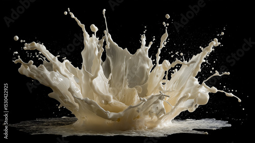 Close-up of milk splashing against black background  photo