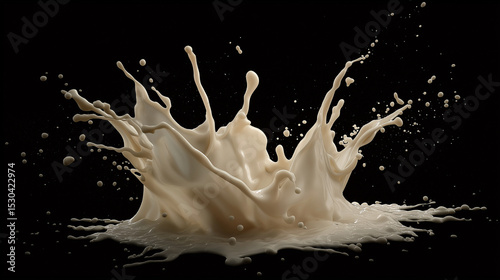 Close-up of milk splashing against black background  photo