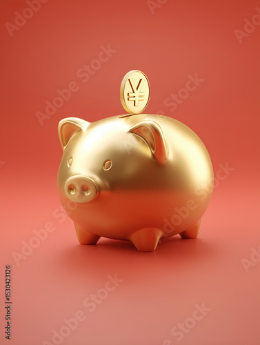Golden piggy bank for financial services and wealth management