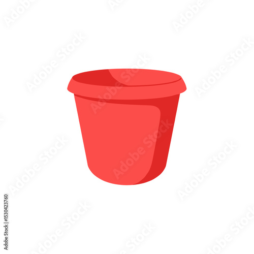 Red cartoon pot illustration against a white backdrop, simple and minimalistic design