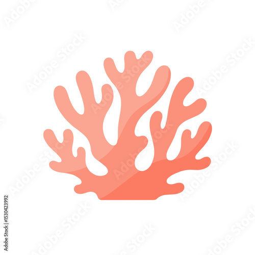 Stylized coral branch with gentle shadows on a white background