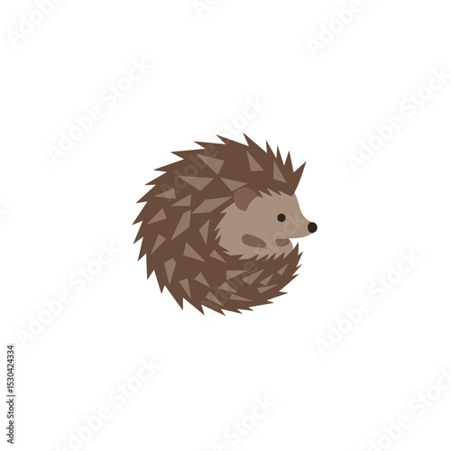 Stylized cartoon hedgehog with brown quills and small, dark eyes isolated on a white backdrop