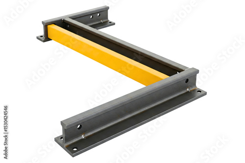 Heavy-duty metal beam designed for structural support isolated on a transparent background