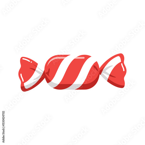Cartoon illustration of a single wrapped red and white striped candy