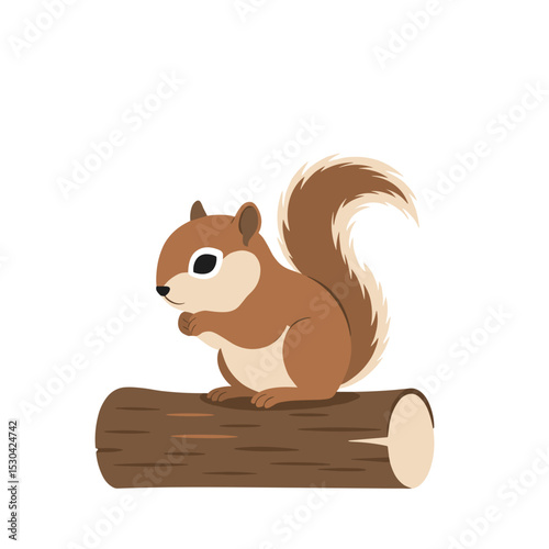 A simple illustration of a brown squirrel with a bushy tail on a white background