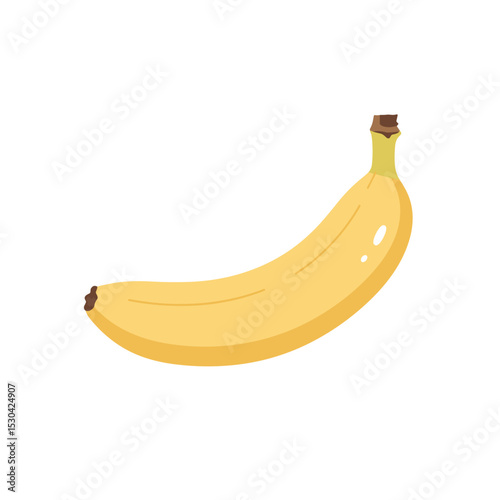 A yellow banana is on a white background