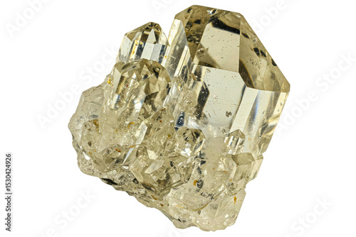 Natural quartz crystal cluster showcasing stunning clarity isolated on a transparent background