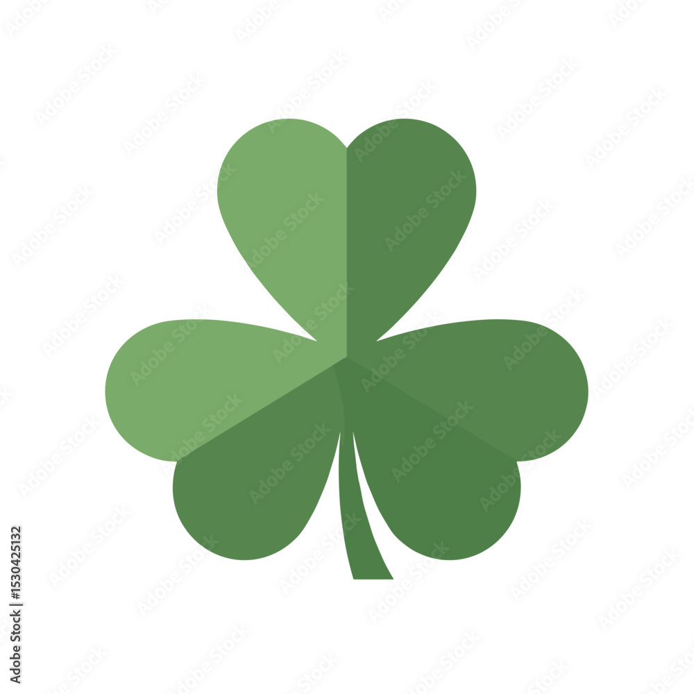 Stylized green three-leaf clover emblem isolated against a stark white background Stylized green three-leaf clover emblem isolated against a stark white background