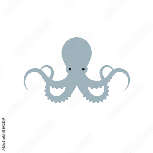 Stylized gray octopus with curled tentacles against a white background