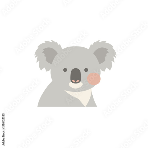 Cartoonish koala illustration on white