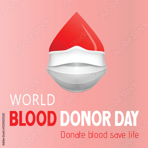 World Blood Donor day on June 14th. Donate blood concept with blood drop. Blood donation vector illustration
