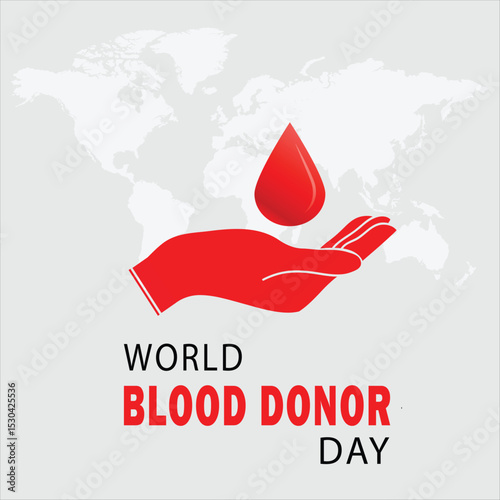 World Blood Donor day on June 14th. Donate blood concept with blood drop. Blood donation vector illustration
