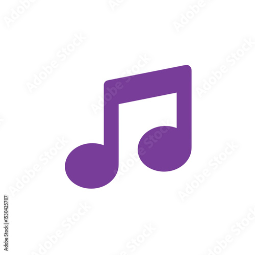 Simple graphic of a single purple music note against a stark white background