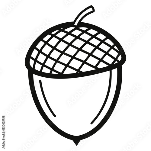 acorn with stems line art vector illustration