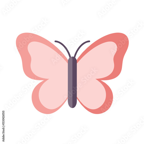 A flat vector graphic illustration of a butterfly on a white background