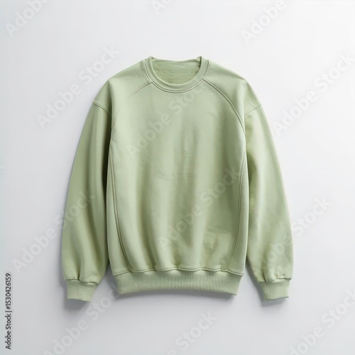 Plain Light Green Sweatshirt Displayed On Minimalistic Background