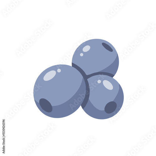 Stylized illustration of a small cluster of three blueberries, in various tones of blue