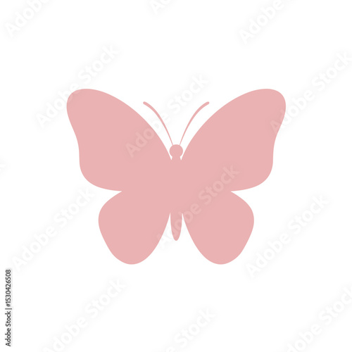 Simple blush butterfly illustration with soft, rounded edges on a white background