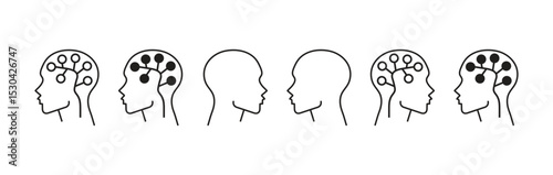 Human brain icon in line style.  human brain vector illustration