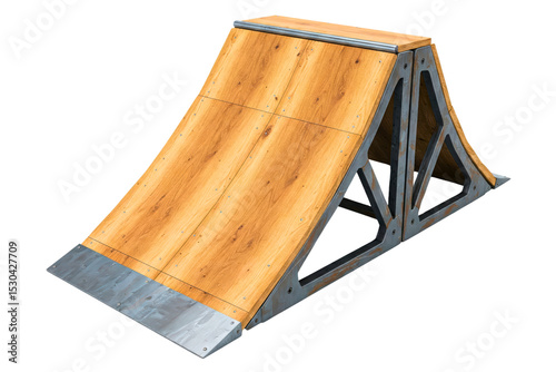Durable wooden ramp designed for skateboarding tricks isolated on a transparent background