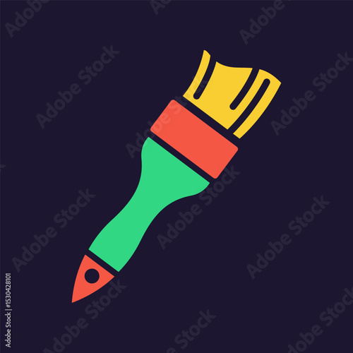 Paint brush icon. Construction tool. Color vector instrument illustration