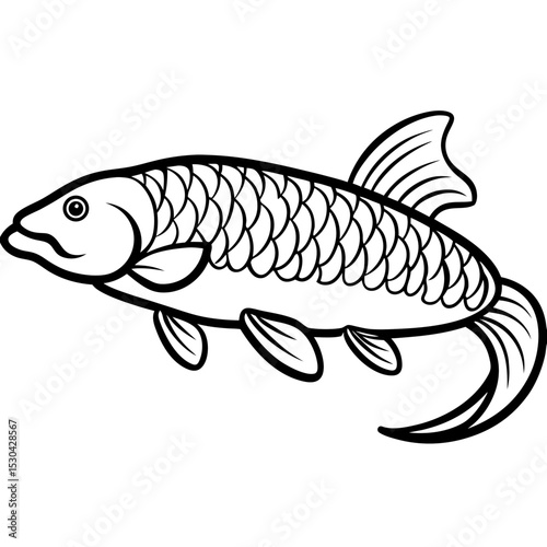 Simple Arapaima Vector on White Background