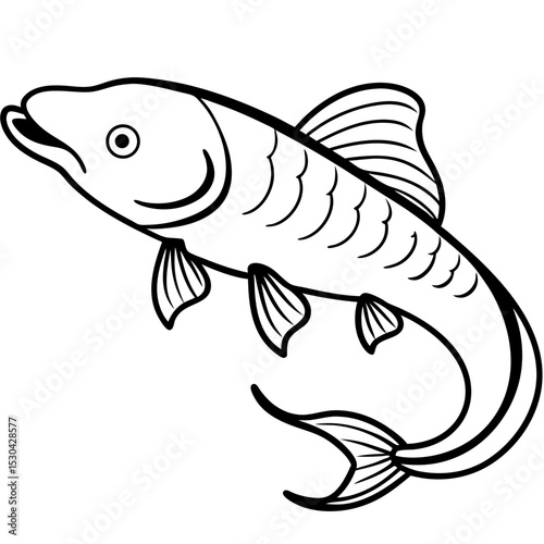Simple Arapaima Vector on White Background