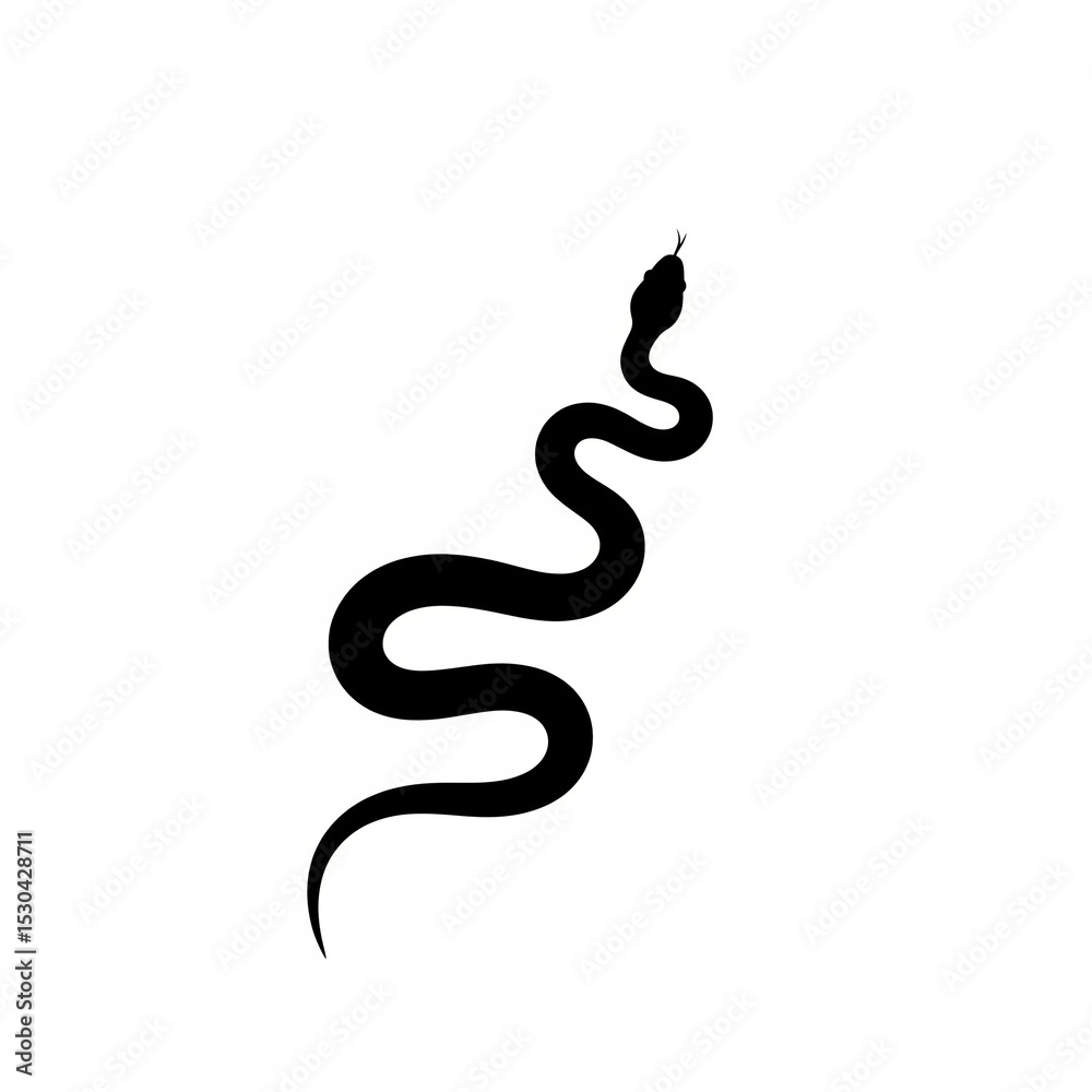 Fototapeta premium A silhouette of a snake, white background.