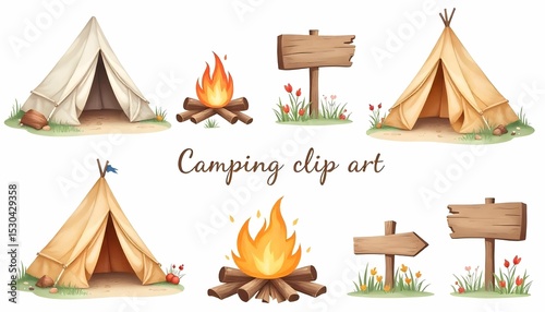Whimsical Camping Clip Art