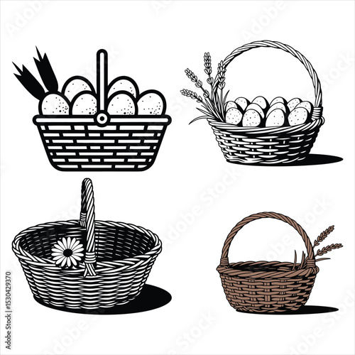 basket with flowers vector illustration