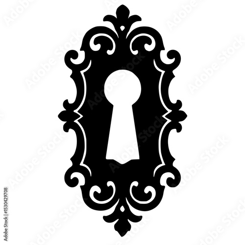 Ornate keyhole silhouette in vintage decorative style  