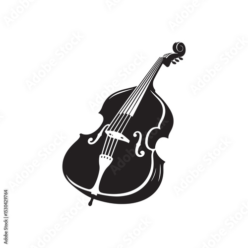 Traditional Double Bass Silhouette - Vector Double Bass Graphic - Elegant Bass Art.