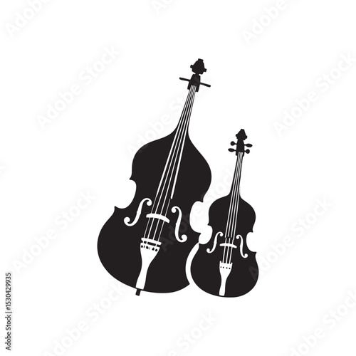 Classic Double Bass Outline - Vector Double Bass Design - Acoustic Bass Graphic.