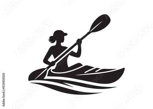 A Woman kayaking Silhouette Vector