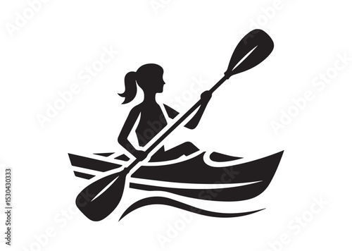 A Woman kayaking Silhouette Vector