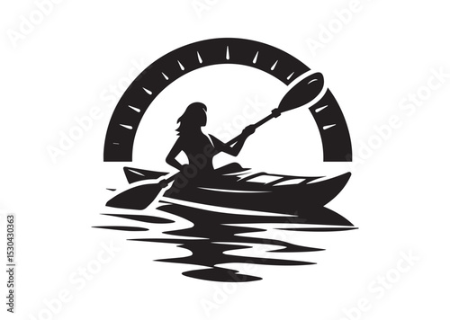 A Woman kayaking Silhouette Vector