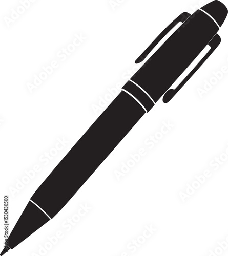 Writing Pen Black Silhouette | Flat Vector Illustration
