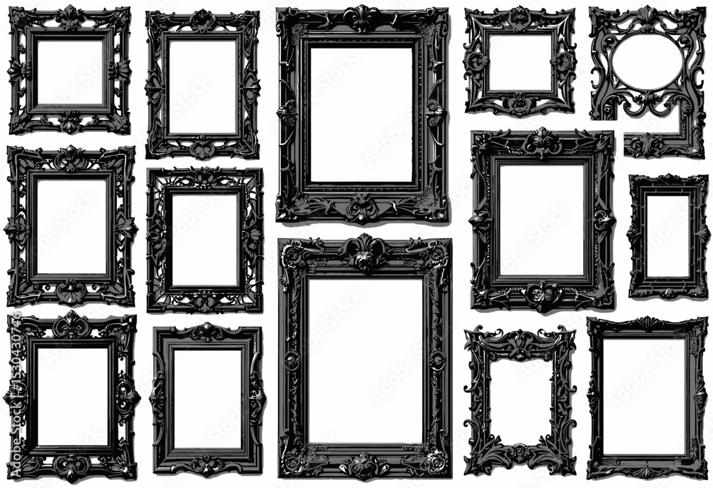 custom made wallpaper toronto digitalCollection Of Ornate Black Picture Frames On White Background