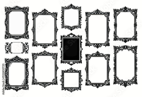 Wallpaper Mural Collection Of Ornate Black And White Decorative Frames Torontodigital.ca