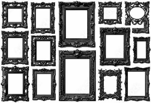Wallpaper Mural Collection Of Ornate Black Picture Frames On White Background Torontodigital.ca