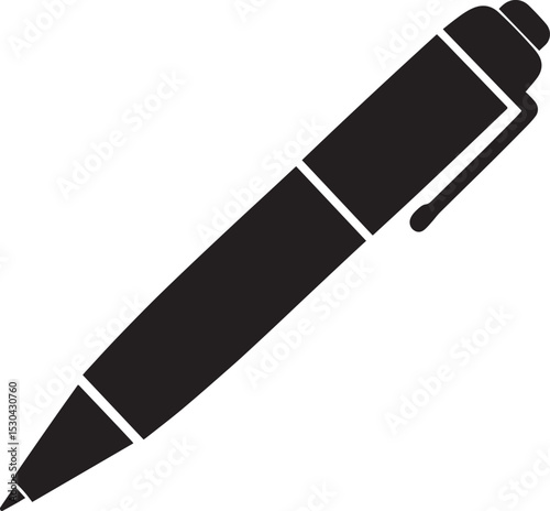 Writing Pen Black Silhouette | Flat Vector Illustration