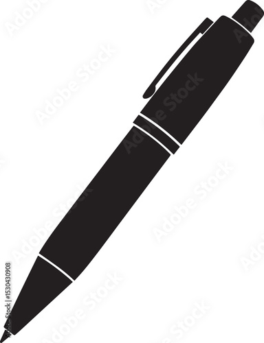 Writing Pen Black Silhouette | Flat Vector Illustration
