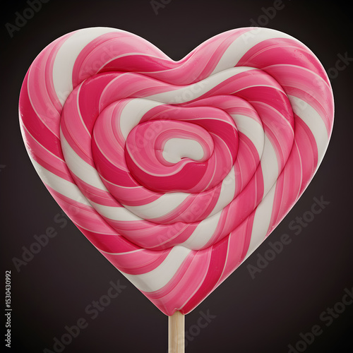 Pink and White Swirled Heart Lollipop