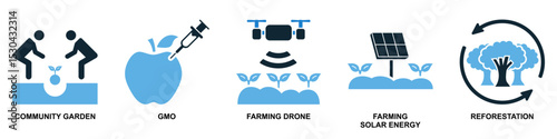 Set agriculture farming icon vector for various aspects of cultivation, livestock, and rural life. Ideal for agricultural businesses, food production, and sustainable development themes.